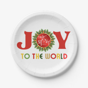 Joy to the World Christmas Wreath Paper Plates