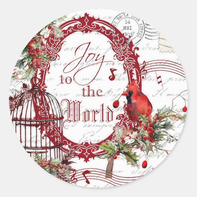 Joy to the world classic round sticker (Front)