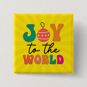 Joy To The World Colorful Christmas Typography Button