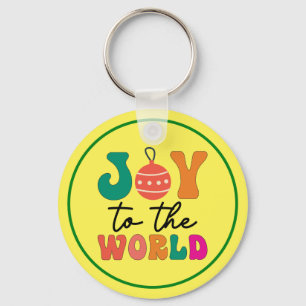 Joy To The World Colorful Christmas Typography Keychain