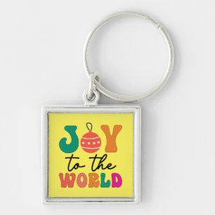 Joy To The World Colorful Christmas Typography Keychain