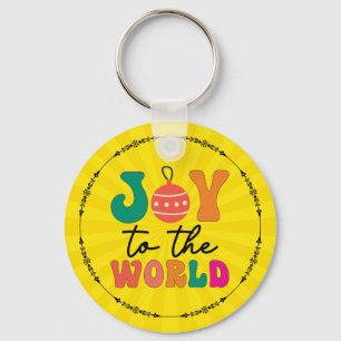 Joy To The World Colorful Christmas Typography Keychain
