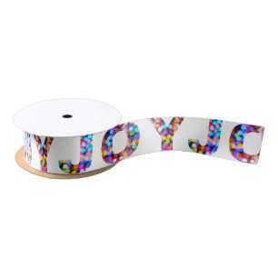 Joy to the World Colorful Sparkly Holiday Satin Ribbon