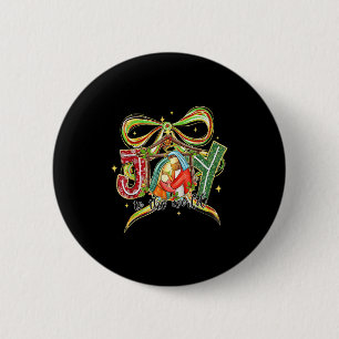 Joy To The World Coquette Bow Christmas Nativity C Button