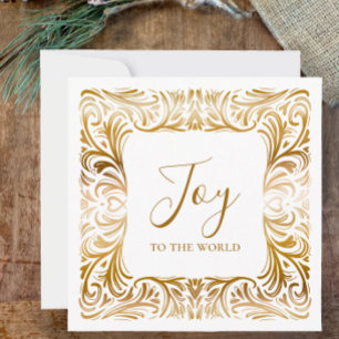 Joy to the world Custom Elegant Golden Christmas Holiday Card