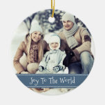 JOY To The World Custom Keepsake Photo Christmas Ceramic Ornament