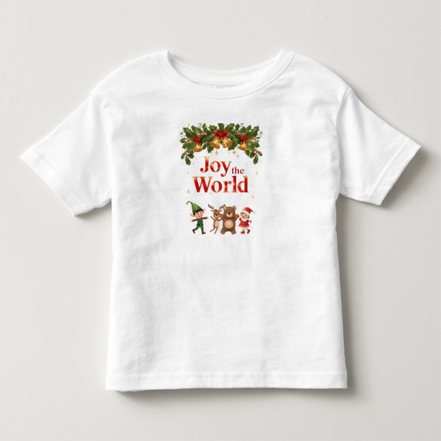 Joy to the World Cute Kids Christmas T-Shirt (Front)