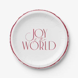 Joy to the World deckle-edged circle Christmas Paper Plates