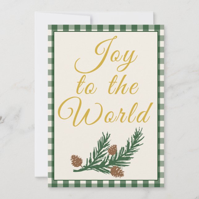 Joy To The World - Deep Pine Green Holiday Card (Front)