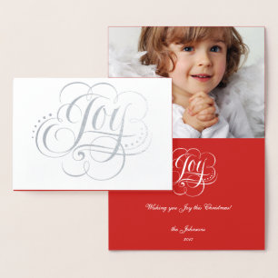 Joy to the World Elegant Christmas Calligraphy Foil Card