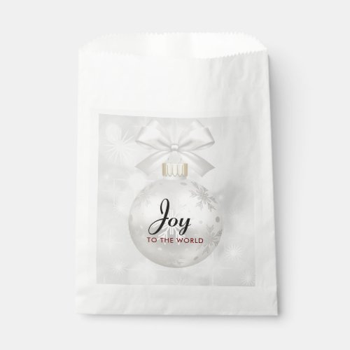 Joy to the World Elegant Silver Christmas Ball Favor Bag