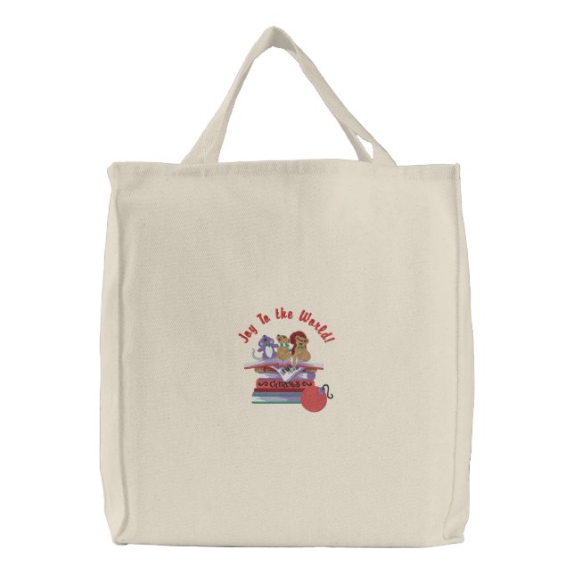 Joy To the World Embroidered Tote Bag (Front)