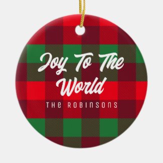 Joy To The World Family Christmas Buffalo Plaid