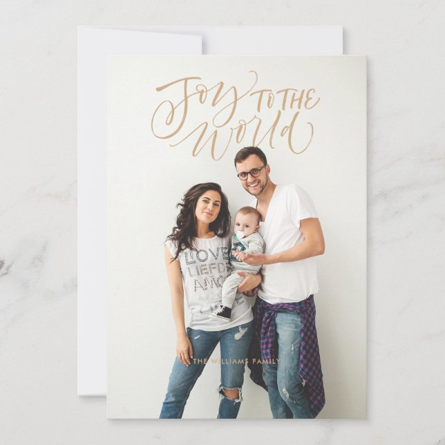 Joy to the World Family Holiday Photo Card (Front)