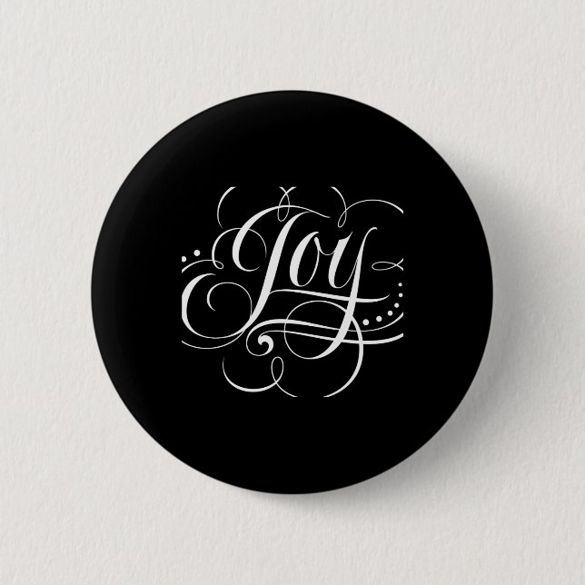 Joy To The World Fancy Swirly Elegant Christmas T  Button (Front)
