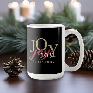 Joy to the World Festive Typography Holiday Coffee Coffee Mug