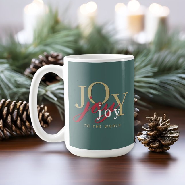Joy to the World Festive Typography Holiday Coffee Mug (Creator Uploaded)