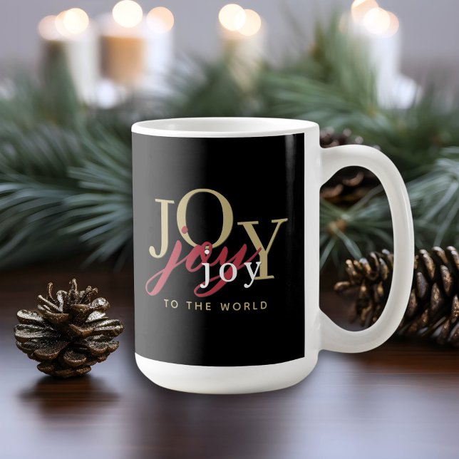 Joy to the World Festive Typography Holiday Coffee Mug (Creator Uploaded)