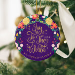 Joy To The World Floral Garden Elegant Photo Frame Ceramic Ornament<br><div class="desc">Spread the joy this holiday season with our joyful botanical floral & foliage elegant photo frame ornament. Our design features our hand-drawn floral festive botanicals. "Joy To The World" is displayed in the center of our festive floral botanicals. Customize with the year and family signature. Add your family photo to...</div>
