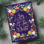 Joy To The World Floral Garden Elegant Photo Frame Foil Holiday Card<br><div class="desc">Spread the joy this holiday season with our joyful botanical floral & foliage elegant photo frame foil holiday card. Our design features our hand-drawn floral festive botanicals. "Joy To The World" is displayed in the center of our festive floral botanicals. Gold foil elements are added to the flowers and foliage....</div>