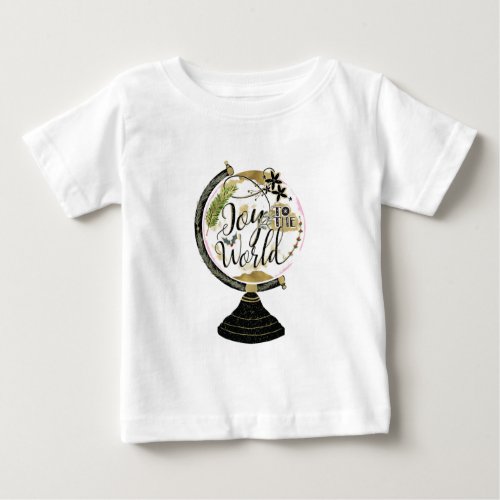 Joy to the World Global Holiday Pink  Red Party Baby T_Shirt
