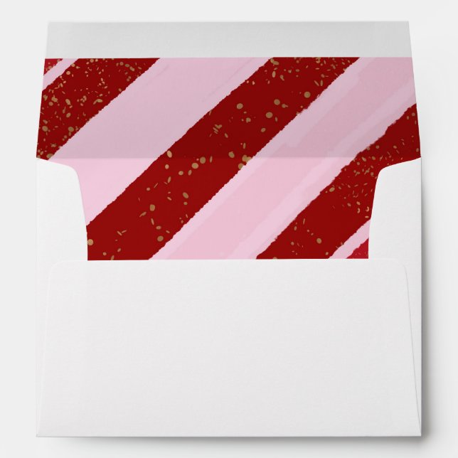 Joy to the World Global Holiday Pink & Red Party Envelope (Back (Bottom))
