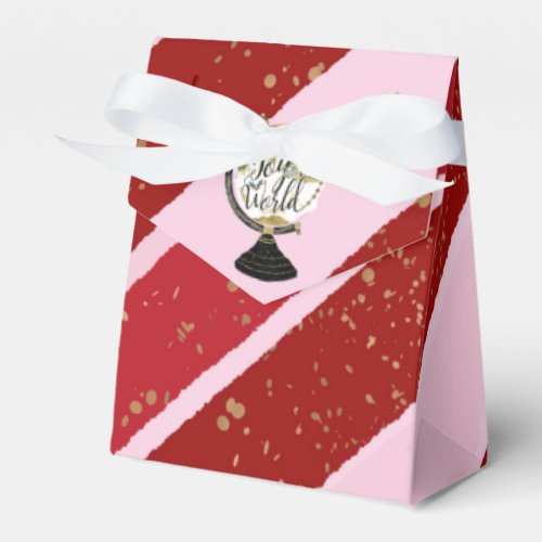 Joy to the World Global Holiday Pink  Red Party Favor Boxes