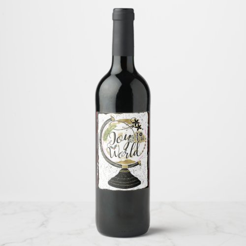 Joy to the World Global Holiday Pink  Red Party Wine Label