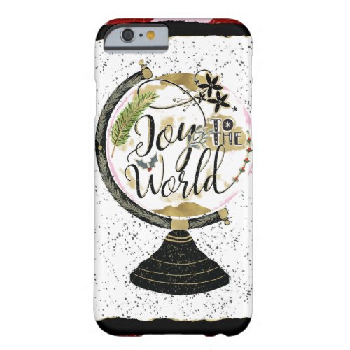 Joy to the World Global Holiday Pink  Red Stripes Barely There iPhone 6 Case