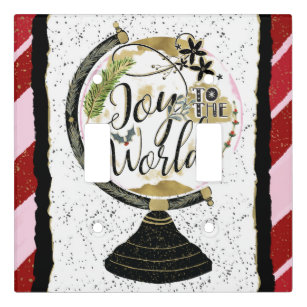 Joy to the World Global Holiday Pink & Red Stripes Light Switch Cover