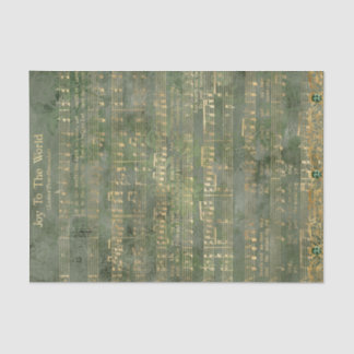Joy To The World Gold Christmas Music Decoupage Tissue Paper