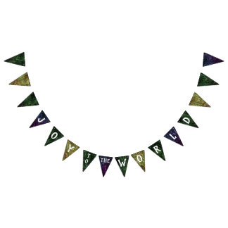 Joy to the world green bunting banner flags