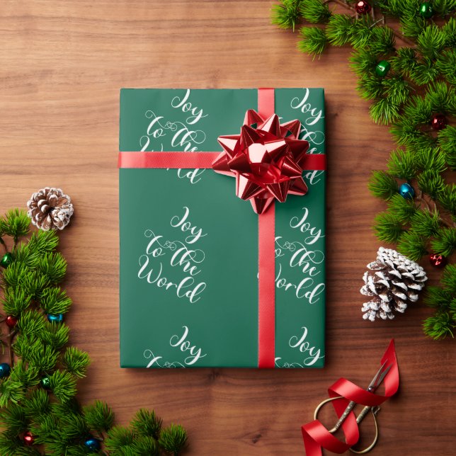 Joy to the World Green Gift Wrapping Paper  (Holiday Gift)