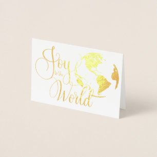 Joy to the World Handlettered Christmas Foil Card