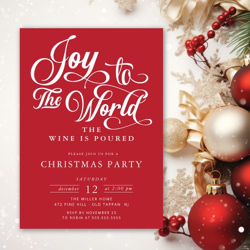  Joy To The World Holiday Cocktail Party Invitation