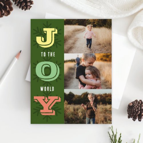 Joy To The World Holiday Family Photo Collage Card