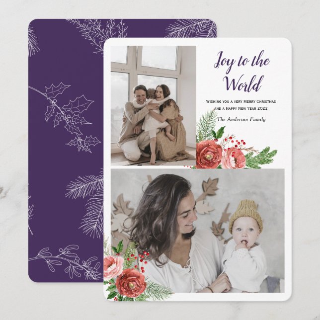 Joy to the world Holiday greeting with photo (Front/Back)