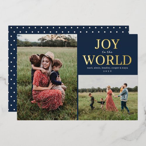 Joy to the World Holiday Photo Collage - Navy