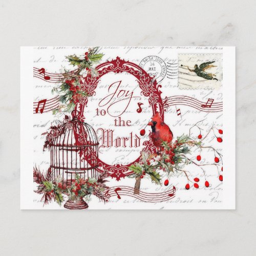 Joy to the world holiday postcard