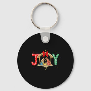 Joy To The World Jesus Christian Nativity Scence C Keychain