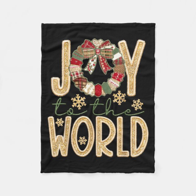 Joy To The World Jesus Christian Snowflake Christm Fleece Blanket (Front)