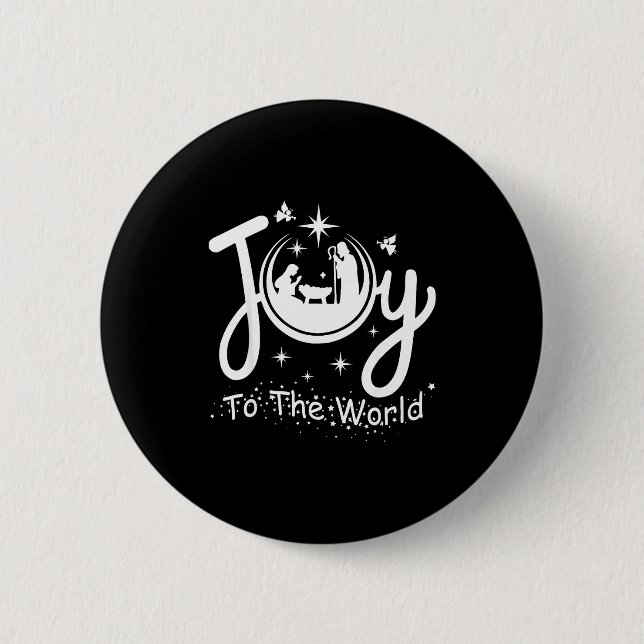 Joy To The World Jesus Christmas Nativity Scene Fa Button (Front)