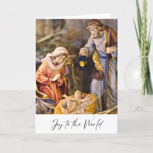 Joy to the World Jesus Nativity Scene Joseph Mary Holiday Card