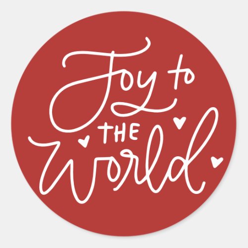 Joy To The World Lettering Red Christmas Classic Round Sticker