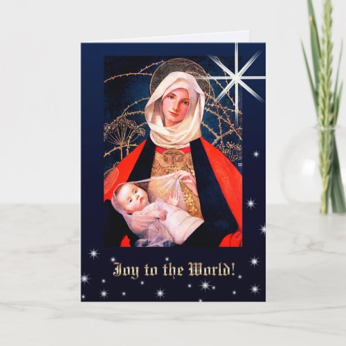 Joy to the World Madonna and Child Christmas  Holiday Card