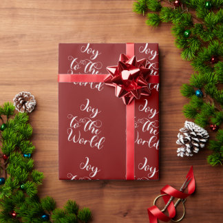 Joy to the World Maroon Gift Wrapping Paper