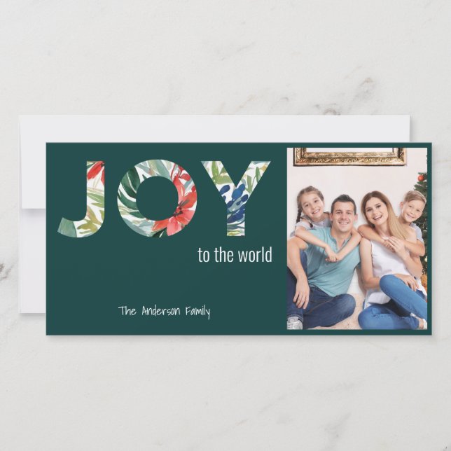 Joy To The World Modern 1 Photo Christmas Holiday Card (Front)