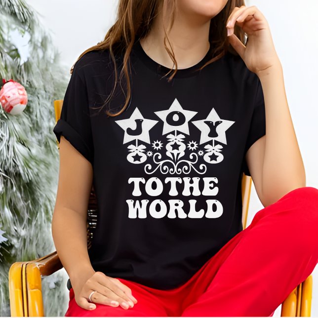 Joy To The World Modern Black Women's Christmas  T-Shirt (Creator Uploaded)