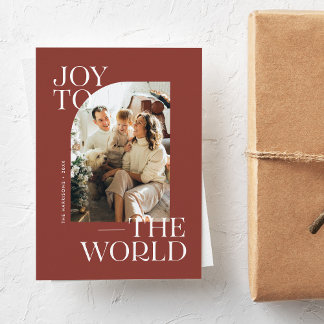 Joy to the World Modern Type Christmas Photo Holiday Card