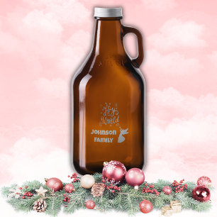 Joy to the World Monogram Family Name etched Growler
